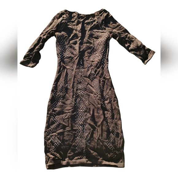 Calvin Klein Laser Cut Embroidered Bodycon Stretch Lined Boat Neck Dress Small - Picture 3 of 10